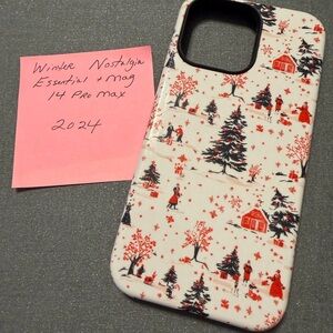 Nostalgia Winter Scene iPhone 14 Pro Max Case - Red and Black